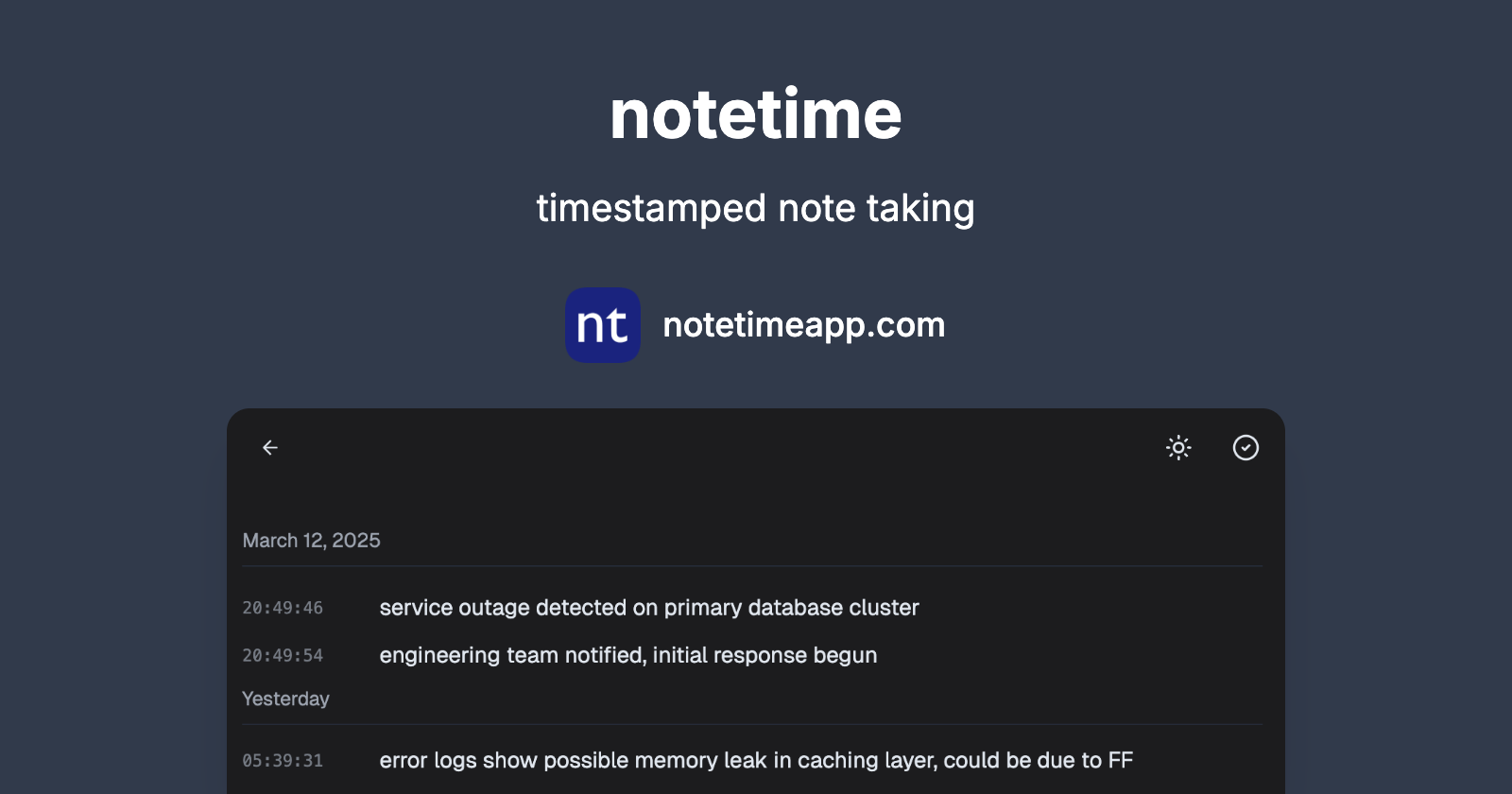 Notetime: Minimalistic notes where everything is timestamped